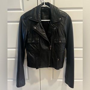 VEDA NYC Black Leather Motorcycle Jacket